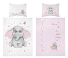 Elefant, set lenjerie de pat single, roz, 100-135 cm