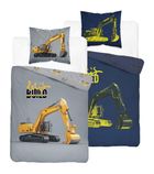 Fluo, set de lenjerie de pat pentru tineri, 140-200 cm + 70-80 cm, Excavator