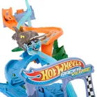 Hot Wheels, RacerVerse Jurassic World, Crash & Splash, set de joaca cu masina