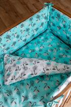 Lemuri, set lenjerie de pat si aparatori patut, 3 piese, menta verde, 90-120 cm