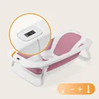 Lionelo, Baby Bubble, cadita de baie pliabila cu termometru, Pink Magnolia