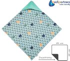 Medi Partners, Padure, patura cu doua fete cu gluga, menta, 85-85 cm