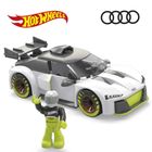 MEGA Hot Wheels, Audi R8 LMS GT2, masina si figurina, set de constructie, 73 piese