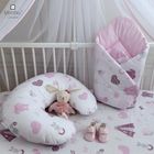 MimiNu, Baby Shower, cearceaf din bumbac cu elastic, roz, 60-120 cm