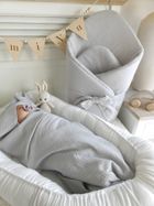 MimiNu, patura de infasat bebelusi, muselina, gri