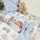 MimiNu, Piloti, set lenjerie de pat single cu umplutura, albastru, 100-135 cm