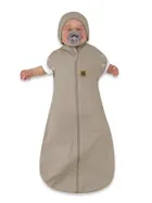 MimiNu, Soft, Teddy, set 2in1: sac de dormit subtire de vara + caciula, mocha, TOG 0.5-1.0, 0-3 luni