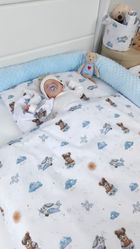 MimiNu, Ursuleti, cearceaf cu elastic, albastru, 60-120 cm