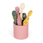 Petite&Mars, Take&Match, set de lingurite din silicon pentru invatarea hranirii, Dusty Rose, 6 luni+, 3 buc.