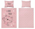Pisoi, set lenjerie de pat single, roz, 90-120 cm