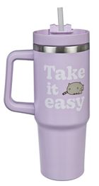 Pusheen, cana termica cu pai, 880 ml