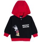 Set pentru baieti, Hanorac cu gluga, Tricou, Pantaloni trening, negru-rosu, imprimeu Mickey Mouse