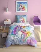 Unicorn, Fluo, set lenjerie de pat single, 160-200 cm