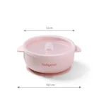 BabyOno, bol din silicon cu ventuza si capac, roz