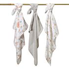 BabyOno, Natural Bamboo, scutece din fibra naturala de bambus, 70-70 cm, 3 buc., gri