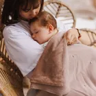 BabyOno, Patura din bumbac cu captuseala din flanela, bej inchis, 75-100 cm