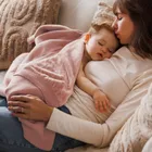 BabyOno, Patura din bumbac cu captuseala din flanela, roz, 75-100 cm