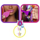 Barbie, Papusa de coafat, Culorile curcubeului neon - par castaniu, accesorii Color Reveal, set de joaca