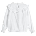 Cool Club, Bluza alba cu maneca lunga pentru fete, cu volanase