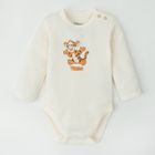 Cool Club, Body cu maneca lunga pentru baieti, gri, galben, ecru, imprimeu Winnie the Pooh, set, 3 buc.