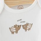 Cool Club, Body cu maneca lunga pentru baieti, maro, ecru, imprimeu animale salbatice, set 3 buc.