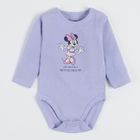 Cool Club, Body cu maneca lunga pentru fete, ecru, violet, imprimeu Minnie Mouse, set 2 buc.