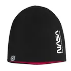 Cool Club, Caciula pentru baieti, cu doua fete, negru-rosu, imprimeu NASA