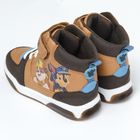 Cool Club, Ghete pentru baieti, maro, brant din piele, talpa cu leduri, imprimeu Paw Patrol