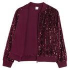 Cool Club, Hanorac bomber pentru fete, cu fermoar, velur, claret