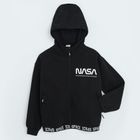 Cool Club, Hanorac cu gluga pentru baieti, cu fermoar, negru, imprimeu NASA
