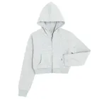 Cool Club, Hanorac cu gluga pentru fete, cu fermoar, crop top, gri