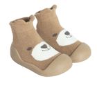 Cool Club, Papuci de casa tip soseta pentru baieti, maro, talpa Barefoot