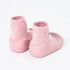 Cool Club, Papuci de casa tip soseta pentru fete, roz, imprimeu iepurasi