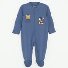 Cool Club, Pijama tip salopeta pentru baieti, albastru, gri, imprimeu Mickey Mouse, set, 2 buc.