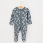 Cool Club, Pijama tip salopeta pentru baieti, bumbac organic, albastru, galben, imprimeu Cool to be kind, set 2 buc.