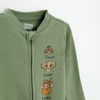 Cool Club, Pijama tip salopeta pentru baieti, ecru, verde, imprimeu Lion King, set, 2 buc.