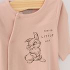 Cool Club, Pijama tip salopeta pentru fete, bumbac organic, ecru, roz, gri, imprimeu Bambi, set 3 buc.