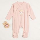Cool Club, Pijama tip salopeta pentru fete, bumbac organic, roz, negru-grafit, imprimeu inimioare, set 2 buc.