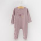Cool Club, Pijama tip salopeta pentru fete, ecru, violet, imprimeu flori, fluturi, set 2 buc.
