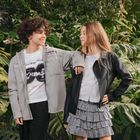 Cool Club, Pulover pentru fete, cu nasturi, din tricot striat, alb