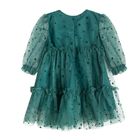 Cool Club, Rochie cu maneca lunga pentru fete, tulle, verde inchis