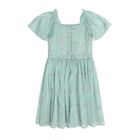Cool Club, Rochie cu maneca scurta pentru fete, verde-menta, imprimeu frunze