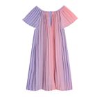 Cool Club, Rochie plisata cu maneca scurta pentru fete, mov-roz