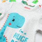 Cool Club, Salopeta Rompers pentru baieti, bumbac organic, mix de culori, imprimeu dinozauri, Fisher-Price, set 2 buc.