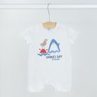 Cool Club, Salopeta rompers pentru baieti, ecru, albastru, set, 2 buc.