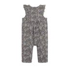 Cool Club, Salopeta Rompers pentru fete, bumbac organic, negru-grafit, imprimeu girafe