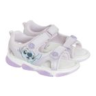 Cool Club, Sandale pentru fete, violet, talpa cu leduri, brant din piele, imprimeu Lilo si Stitch