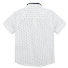 Cool Club, Set pentru baieti, camasa cu maneca scurta si papion, alb-bleumarin, imprimeu figuri geometrice