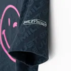 Cool Club, Set pentru fete, Tricou, Colanti scurti, din tricot striat, negru, imprimeu SmileWorld