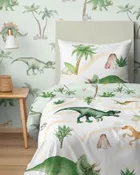 Dinozauri, set lenjerie de pat single, 140-200 cm